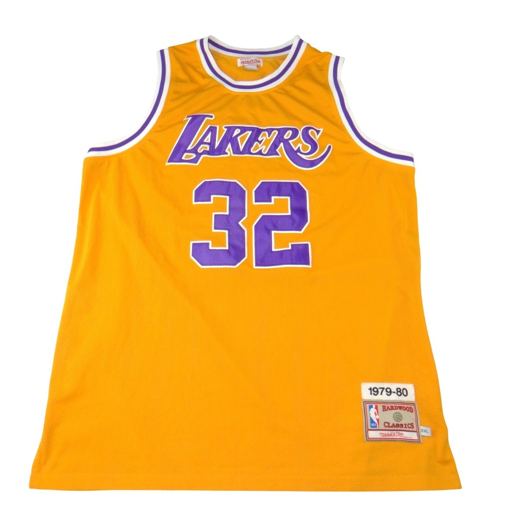 Rare Lakers Magic Johnson 32 Jersey 1979-80 Gold‎ Mens 3XL Mitchell & Ness